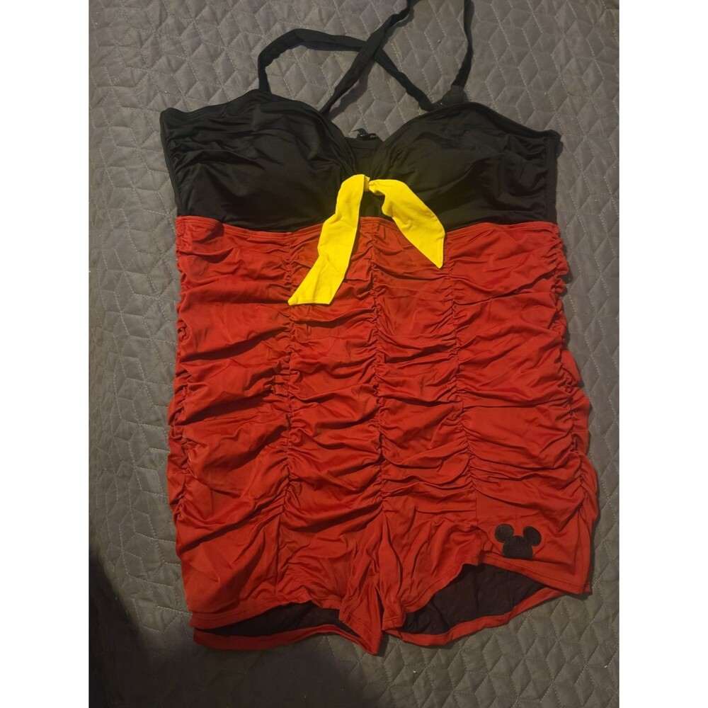 Torrid Disney Mickey Mouse Swimsuit Womens 4 4X Red Black One Piece Bathing Suit